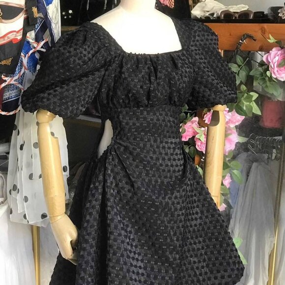 Dresses & Skirts - Black Puff Sleeve Textured Mini Dress